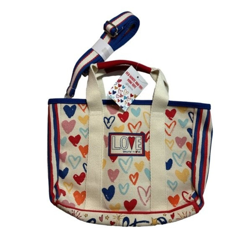 Brighton Red White And You Mini Tote Hand drawn hearts, stripes, fireworks NWT - Picture 4 of 9